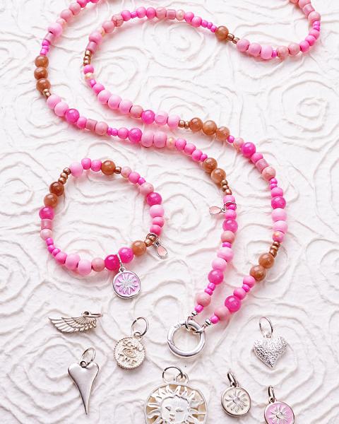 PinkBeach 88 SilverShiny, lange Edelstein Wechselkette